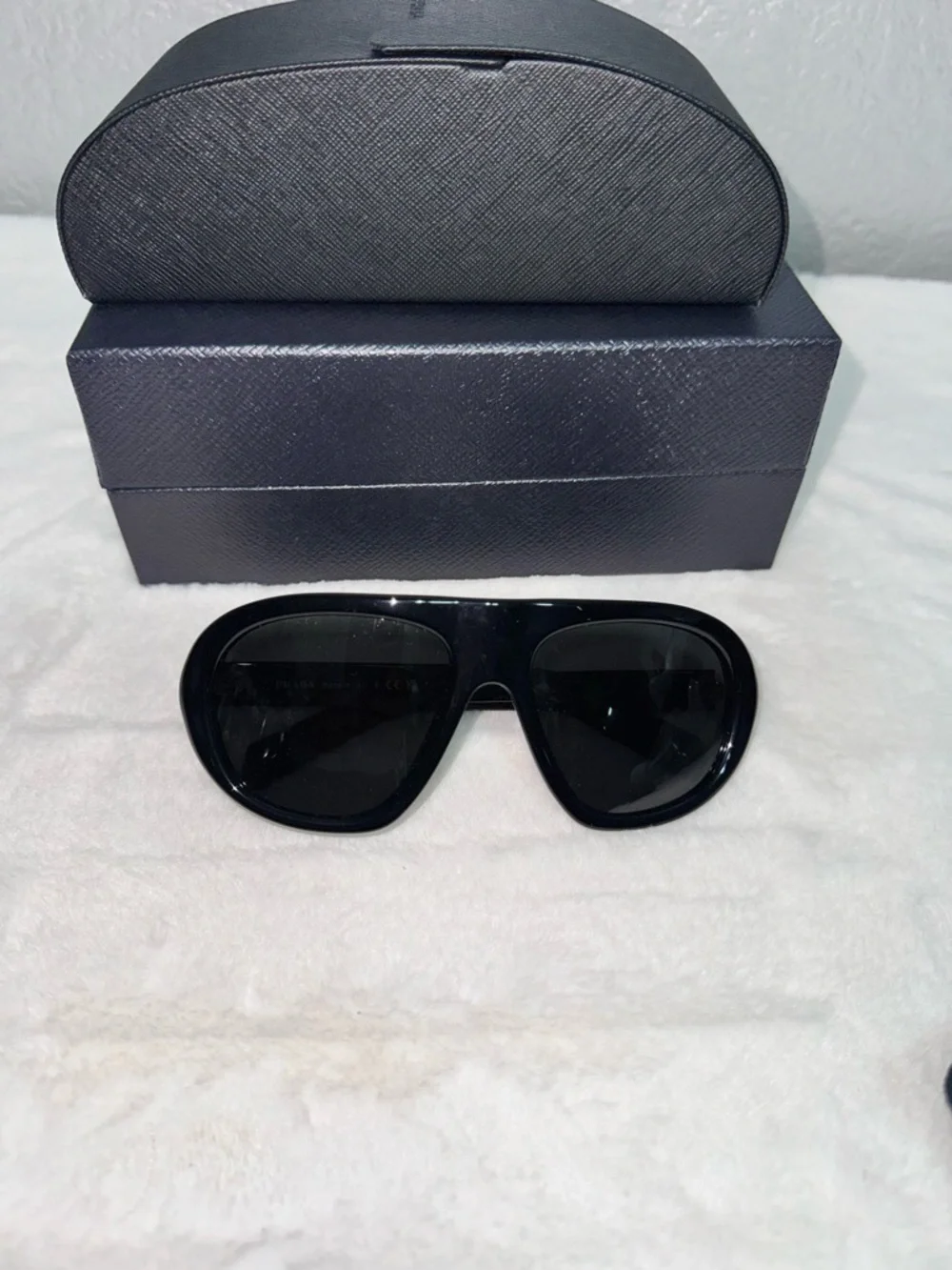 Prada Black Gloss Aviator Sunglasses - Picture 16 of 17